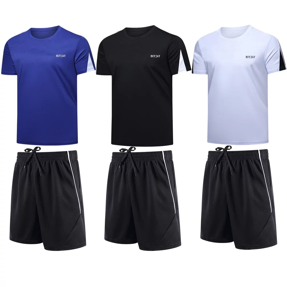 3Pack Men's Active Set Gym Wear - 3 Shirts & 3 Shorts