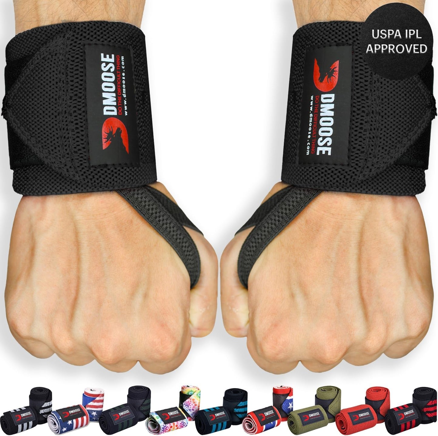 Wrist Wraps (IPL Approved) Avoid Injury & Maximize Grip with Thumb Loop, 18" or 12" Gym Wrist Wraps Pair, Wrist Wraps for Weightlifting Men, Wrist Brace for Working Out & Wrist Support
